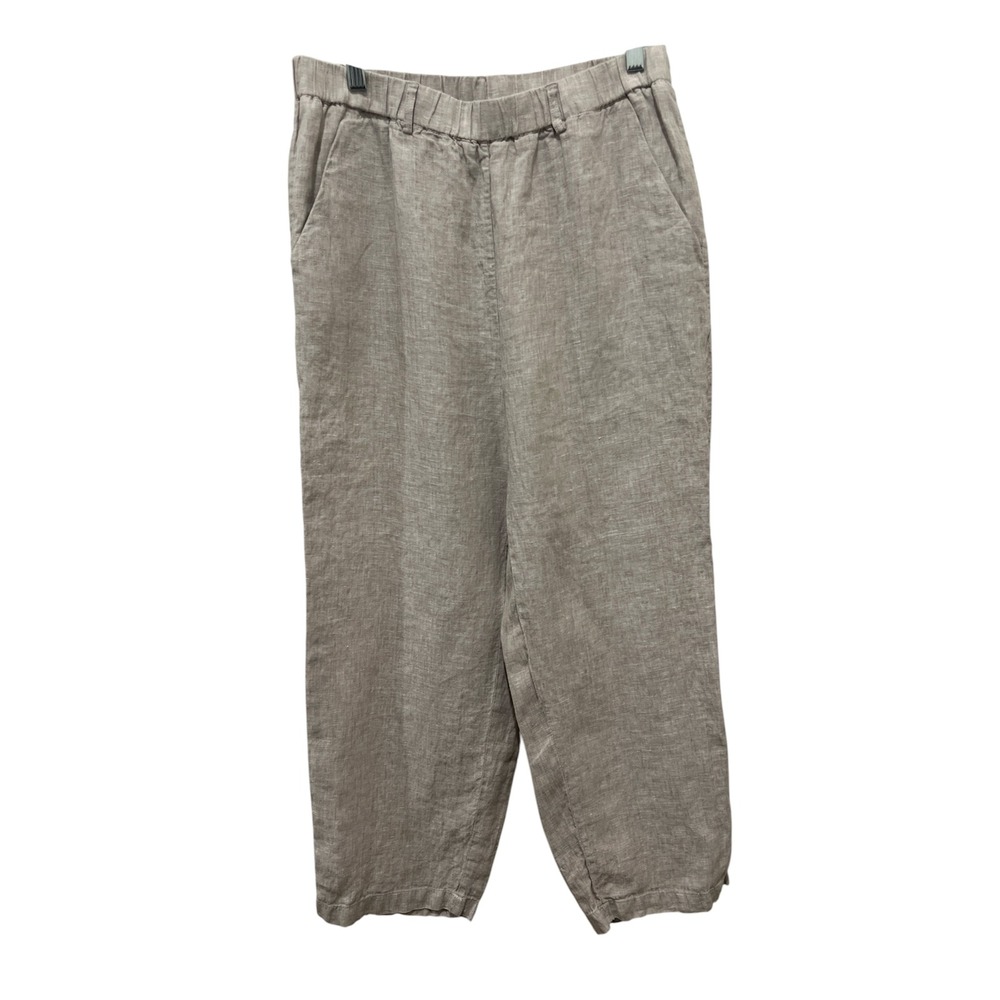 Quince Cropped European Linen Pants Elastic Waist Size Medium